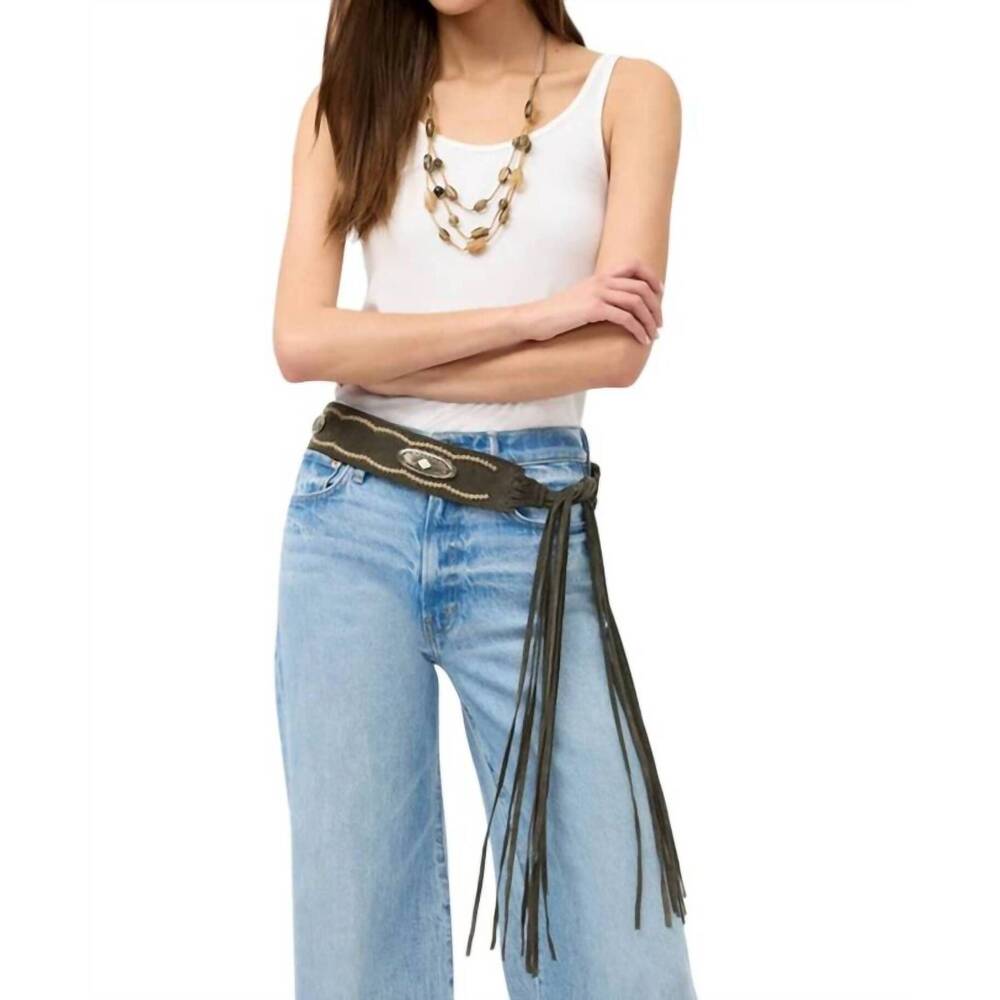 NEW JOHNNY WAS collina italian suede tassel belt in catfish